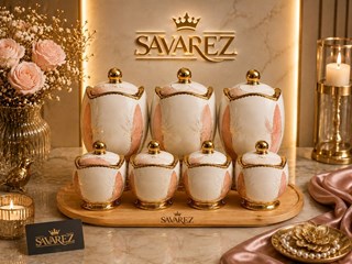 سرویس پاسماوری با استند چوبی آلن طرح گندم نسکافه ای