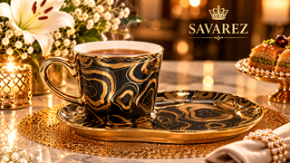 فنجان نعلبکی اسپرسو ریو طرح سان مشکی